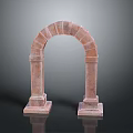 Textured Rustic Stone Archway With Support Columns And Sturdy Base 3d model