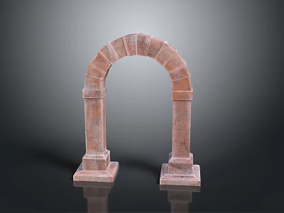 Textured Rustic Stone Archway With Support Columns And Sturdy Base 3d model