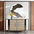 New Chinese Style End View Table Solid Wood End View Table Set Table Entrance Table Cabinet Table Background Wall 3d model