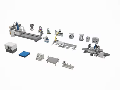 Diverse Industrial Equipment With Machine Tools Milling Machines And Manufacturing Components 3d model