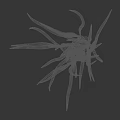 Fresh Green Onions with Long Leaves and White Roots in 3D Model on Dark Background