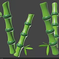 Fresh Green Bamboo Plants With Natural Joints And Lush Leaves