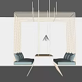 Modern Wooden Pergola With Blue Seats Central Table And Minimalist Design Elements