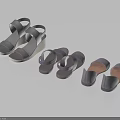 Gray Casual Women's Shoes Featuring Sandals Slippers with Straps and Wedge Heels