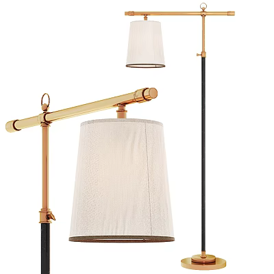Modern Floor Lamp With Fabric Shade And Adjustable Metal Arm Design 3d model