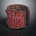 Luxury Red Crocodile Leather Cuff Bracelet With Brown Diamond Pattern Interior Jewelry Accessory