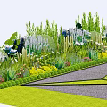 Beautiful Garden Landscape With Colorful Flowers Green Plants And Stone Path