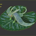 Blue And White Mythical Creature With Wings And Long Tail On Green Leaf