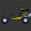 Off Road Terrain With Yellow Buggy Vehicle Large Tires And Open Structure
