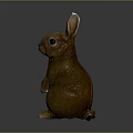 Brown Rabbit Statue Standing Pose With Detailed Features On Gray Surface 3d model