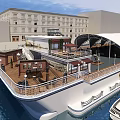 Scenic Ship Deck With Outdoor Terrace And Waterfront View Over Sea And Sky