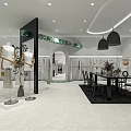 Elegant Modern Clothing Store Interior With Green Stone Pattern Design And Display Area