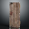 Rustic Wooden Plank Door Structure With Metal Fittings And Natural Wood Texture