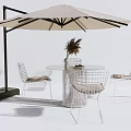 Stylish Outdoor Table And Chair Set With Round Table Metal Frame Chairs And Umbrella