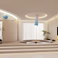 Elegant Beauty Hair Salon Interior With Reception Desk Sofa Green Plant And Lighting