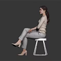 Stylish White Metal Frame Chair On Reflective Floor With Gray Background