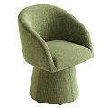 Green Fabric Accent Chair with Curved Backrest and Armrests on Cylindrical Base Comfortable Design 3d model