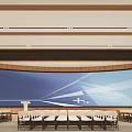 Modern Conference Room Interior With Curved Screen Podium Wooden Walls And White Chairs