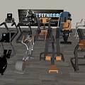 Modern Fitness Equipment Display With Treadmills Exercise Bikes And Weight Machines