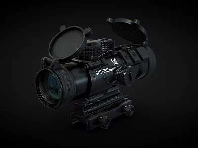 Black Tactical Weapon Sightmark Scope With Lens Caps Adjustment Knobs Mounting Base 3d model