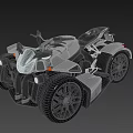 Sleek Modern Three Wheeled Motorcycle With Black Body And Large Alloy Wheels