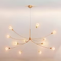 Elegant Modern Crystal Chandelier Ceiling Hanging With Branch Design Multiple Spherical Bulbs
