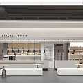Modern Milk Tea Shop Interior With Counter Hanging Lights And Shelves