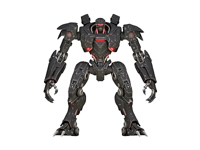 Futuristic Black Armored Robot Game And Movie Character With Red Glowing Details 3d model