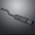 Car Exhaust System With Stainless Steel Pipe And Blue Metallic Tip Design
