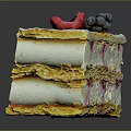 Tasty Layered Puff Pastry Dessert with Cream Filling and Fresh Strawberry Blackberry Topping