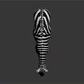 3D Rendered Game Movie Character Black White Striped Zebra on Gray Background with Reflection