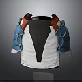 White Traditional Vest With Blue Red Shoulder Decorations And Embroidered Patterns