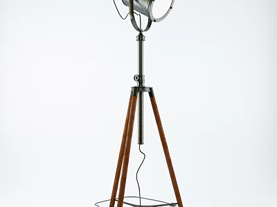 Modern Floor Lamp With Wooden Tripod Base And Metal Adjustable Shade For Home Lighting 3d model