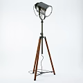 Modern Floor Lamp With Wooden Tripod Base And Metal Adjustable Shade For Home Lighting