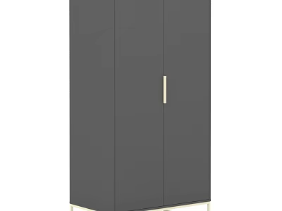 Sleek Gray Cabinet Design Featuring Golden Handles And Golden Base 3d model