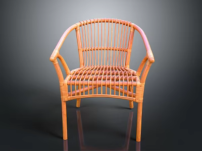 Rattan Furniture Chair With Woven Back Armrests And Casual Seating Design 3d model