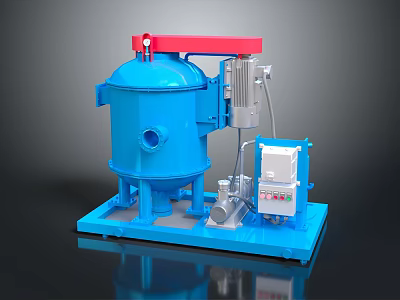 Industrial Blue Equipment with Red Top Motor Control Panel and Base Platform 3d model