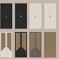Varied Cabinet Doors Design With Black White Beige And Rattan Texture Details