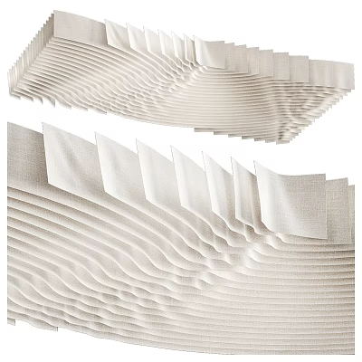Modern Textured Ceiling Design With Wavy Linen Layers And Soft Curves 3d model