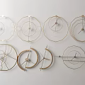Unique Metal Frame Clocks With Various Shapes Hung On White Wall 3d model