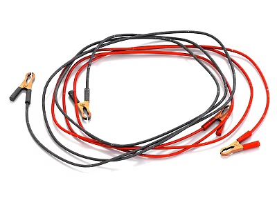 Heavy Duty Industrial Equipment Cables With Black Red Wires And Metal Clamps 3d model
