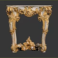 Ornate Classical Golden Coffee Table With Intricate Carved Legs And Glass Top
