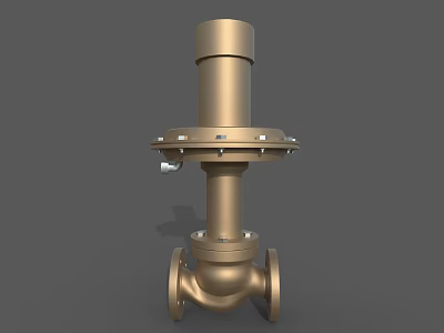 Industrial Brass Valve With Cylindrical Control Top Flange Connection And Bolted Structure 3d model