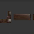 Wooden Furniture Set With Long Desk Cabinet And Carved Texture Details