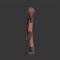 Red And Brown Sci Fi Humanoid Character With Helmet And Blocky Armor Design
