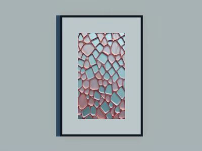 Framed Abstract Geometric Pattern Artwork with Pink and Light Blue Colors for Modern Home Decor 3d model