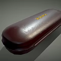 Dark Brown Eyeglass Case With Smooth Surface And Guangyang Glasses Golden Text