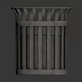 Architectural Modern Metal Waste Bin With Striped Cylindrical Design For Public Spaces