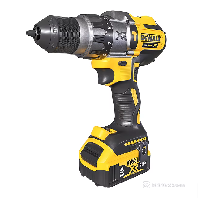 DEWALT XR Cordless Drill With 5Ah Battery For Industrial Power Tool Use 3d model 