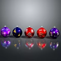 Colorful Christmas Decorative Balls With Snowflake Tree Patterns For Home Use 3d model